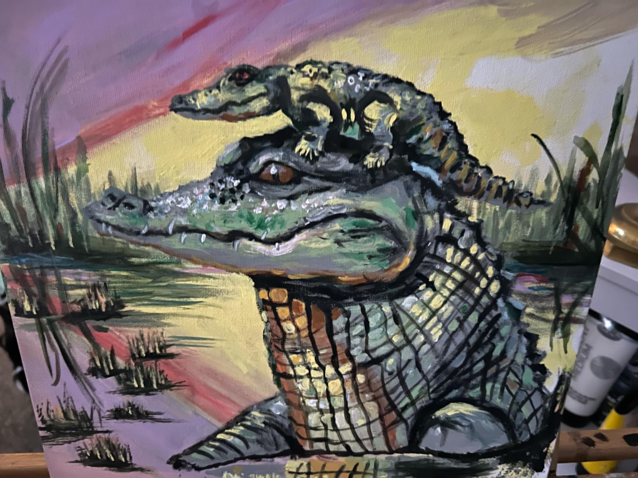 A mother and Baby Croc by Chrystal Dawn Stevens