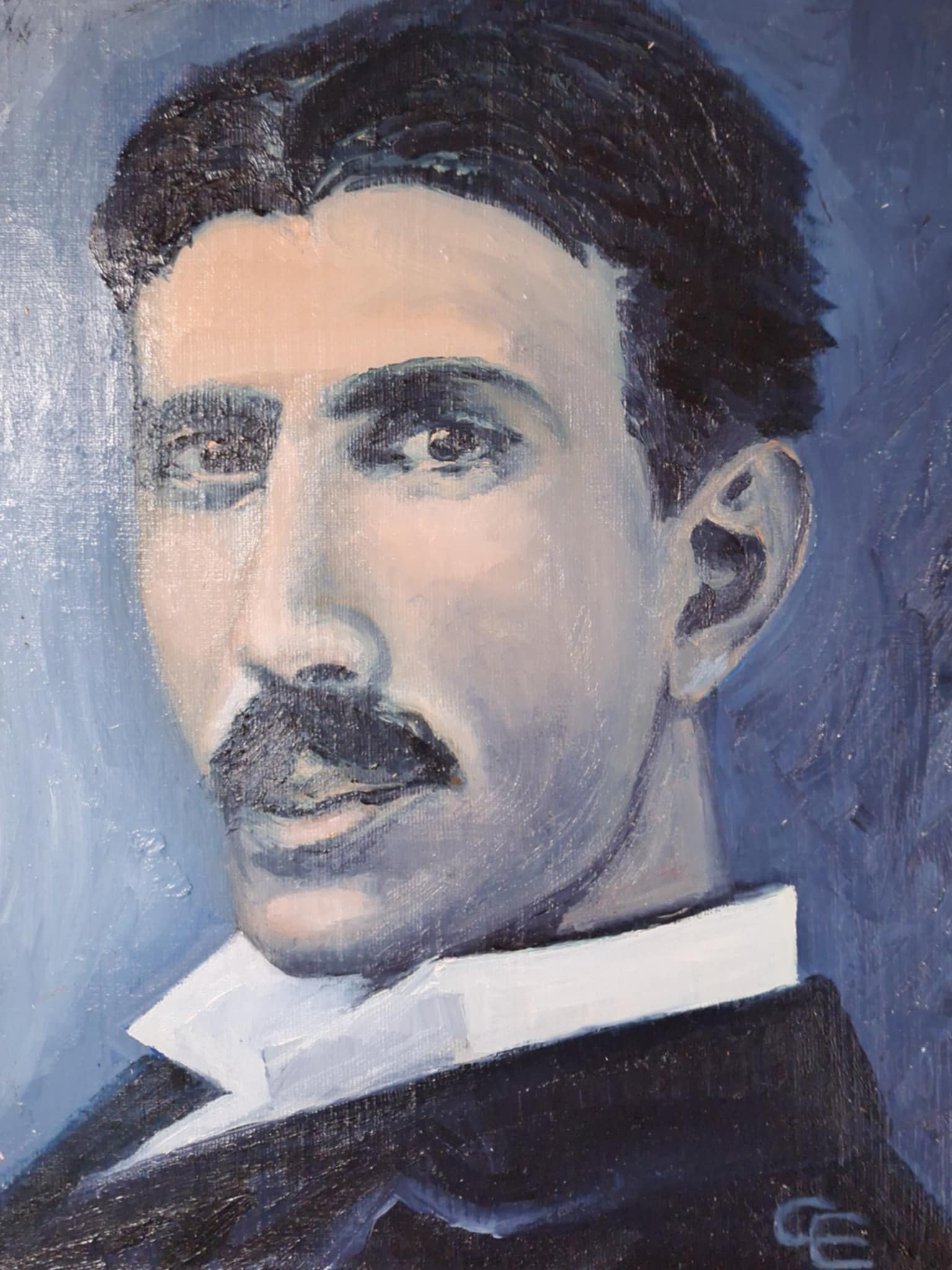 A painting of Nikola Tesla by Gail C. Chandler (Oil Painting)