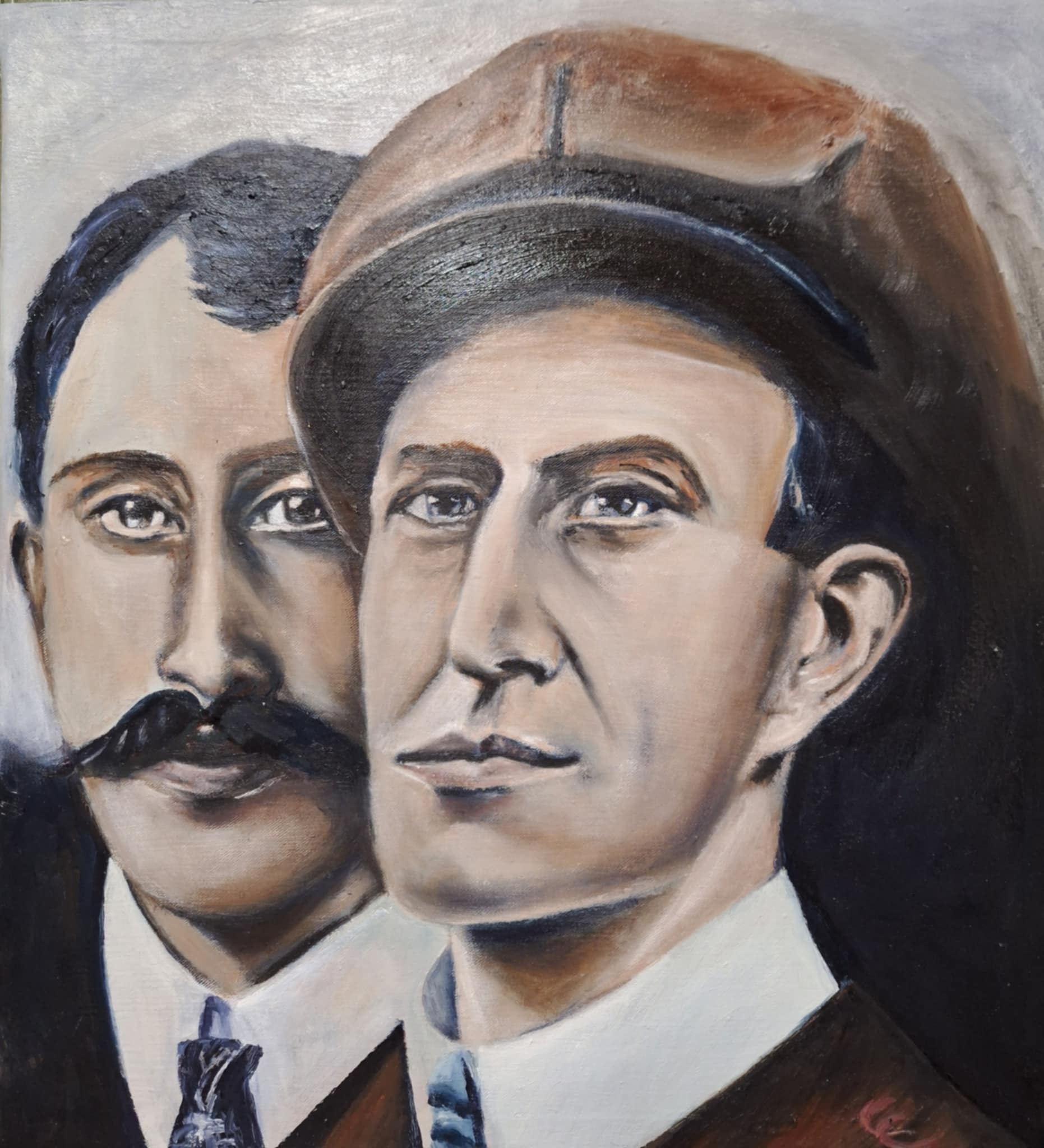 A painting of The Wright Brothers, Wilbur and Orville Wright by Gail C. Chandler (Oil Painting)